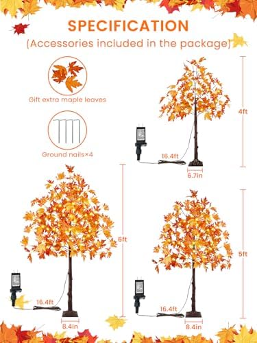 4/5/6ft 300 led lighted maple tree, artificial fall shown in use