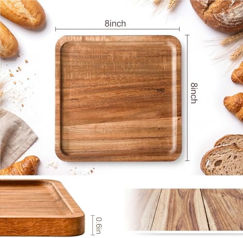 wenqik 18 pieces acacia wood tray set, serving shown in use