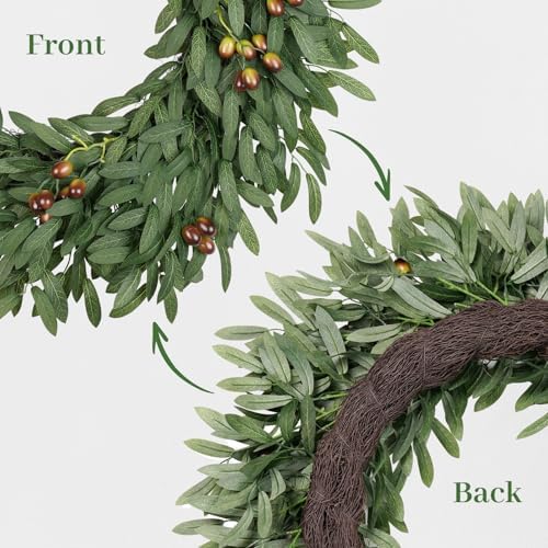 26 inch large eucalyptus olive wreaths for front on a desk or shelf