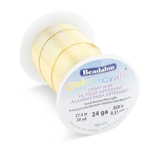 Beadalon ColourCraft Wire, 24 Gauge, Brass Light Color, 30 yd Spool