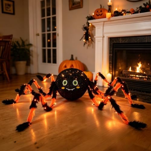 hairui halloween spider with lights 54in for home, front angle view
