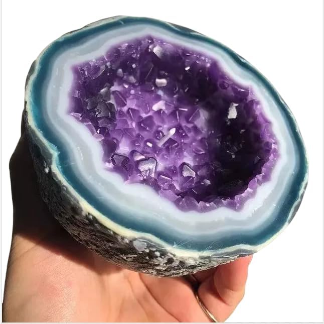 Decorative Resin Candle Holder Bowl, Natural Agate Design, Indoor Outdoor Aromatherapy Container (Purple, Large 2.36 * 4.72in)