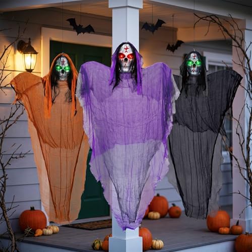 3 packs halloween decorations outdoor - bclgshine lighted, front angle view