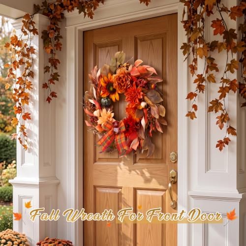 fall wreaths for front door, 24 inch fall, package contents