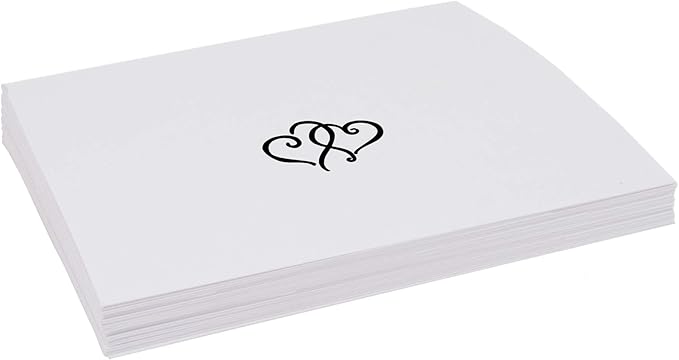 Linked Hearts Place Cards, Black (Choose Color), Set of 60, Pre-cut and Scored - Wedding, Party, Dinner, and Special Events - Made in the USA