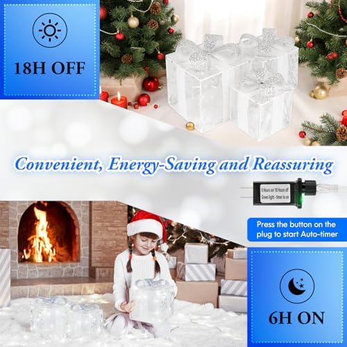 towponics set of 3 christmas lighted gift boxes showing dimensions