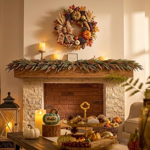 valery madelyn 6ft artificial norfolk fall garland for, side view
