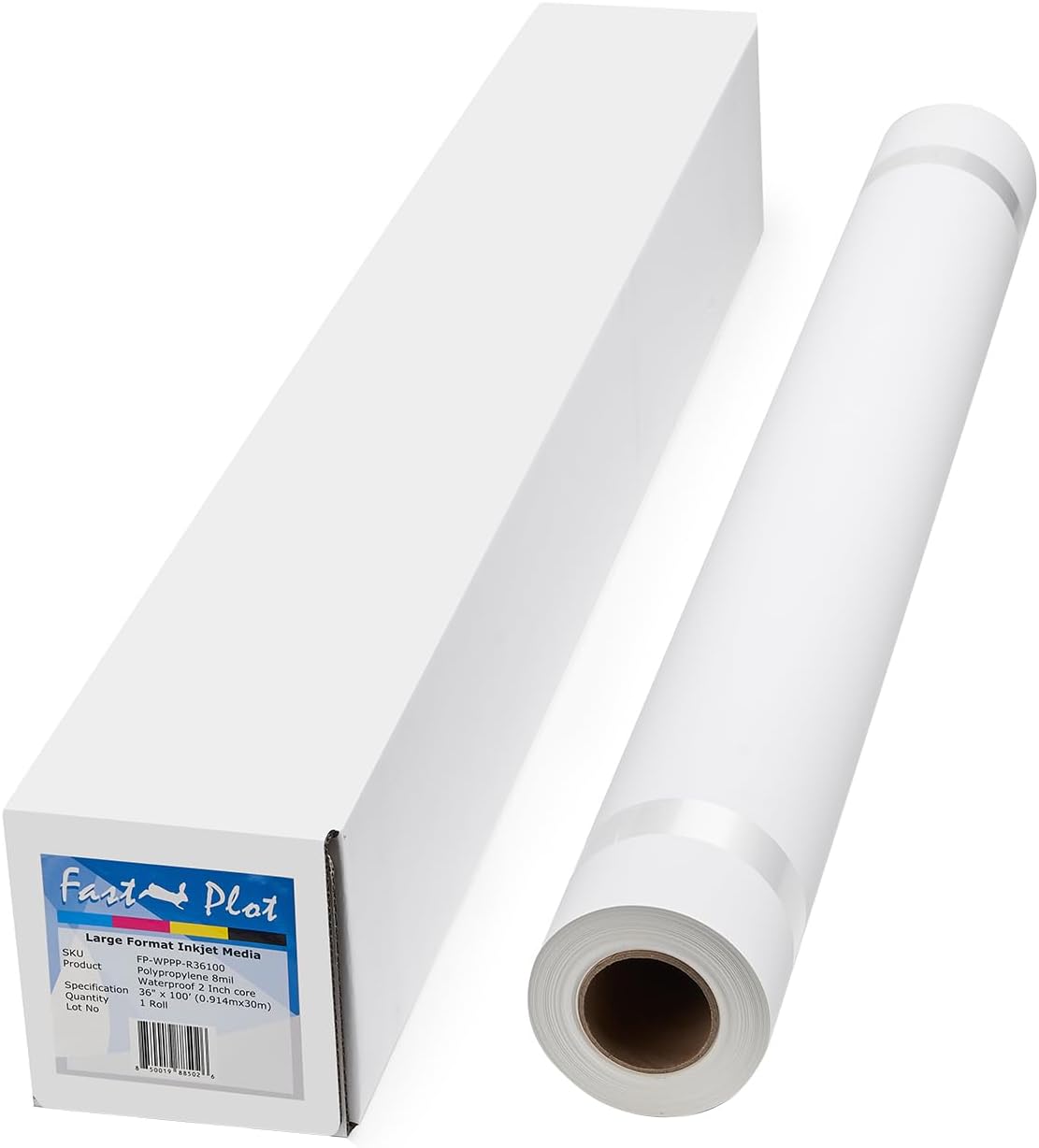 FastPlot Polypropylene Banner 8 mil Waterproof - 36inch x 100ft Roll - 2inch ...