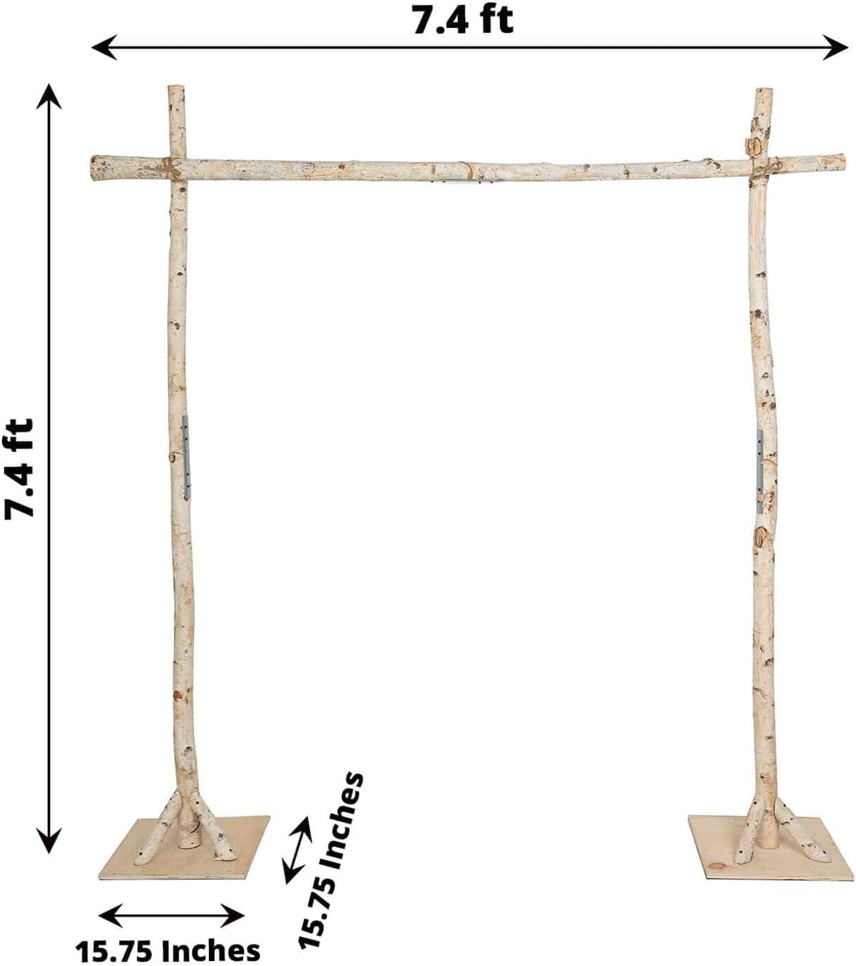 Tableclothsfactory 7.5ft Natural Birch Wood Square Wedding Arch, Rustic Arbor...