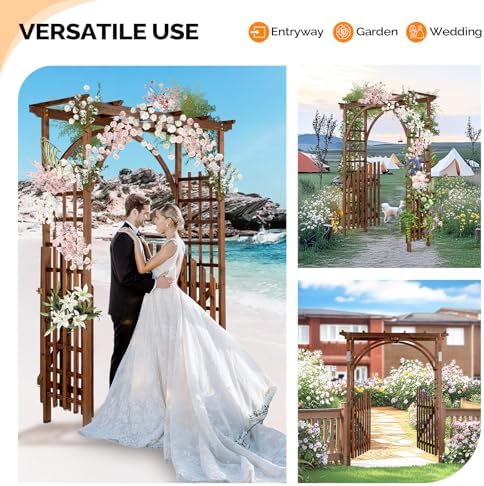 vingli 85in wooden arbor garden arch, wedding arch on a desk or shelf