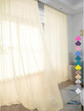 Window Light Yellow Sheer Curtains 48 Inches Width 45 Inches Long 2 Panels Sheer Curtain Clear Curtains Basic Rod Pocket Panel for Home Living Room Bedroom Kids Room Yard Patio Parlor Sliding