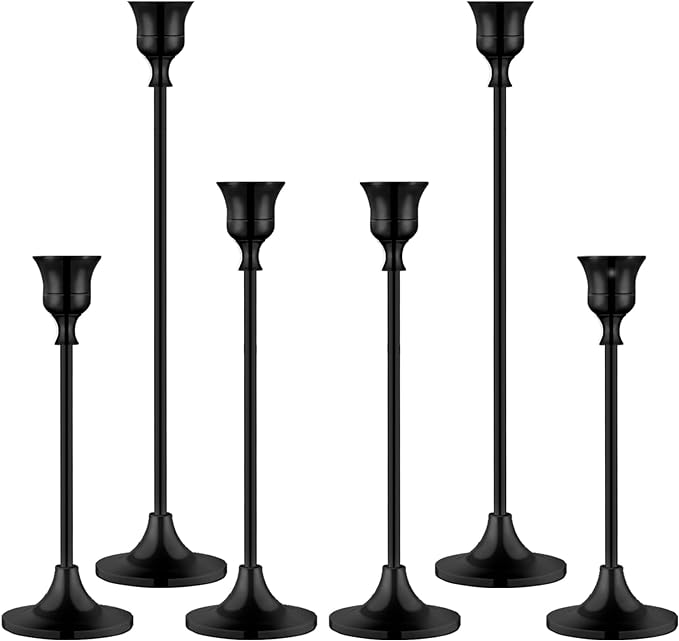 Candlestick Holders,Taper Candle Holder for Candlesticks Black Candelabra Candle Holders Vintage Candle Stick Candle Holder for Fireplace Party Dining Home (Set of 6)