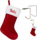 Personalized Christmas Stockings,Custom Embroidered Name Family Stocking | 20 Inch Large Red Velvet with White Soft Plush Cuff Xmas Stocking ,Holiday Stocking for Fireplace Party Decoration(1 Pcs)