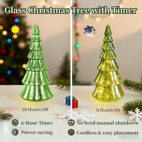 glasseam mercury glass christmas tree: set of 3 showing dimensions