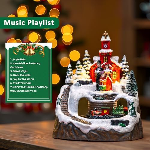 animated musical christmas village choir figurines christmas collectibles, close-up detail