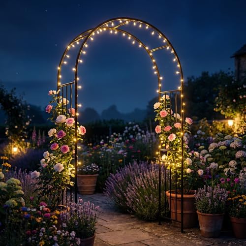 ldaily moccha garden arch arbor trellis, 7.2ft outdoor, front angle view
