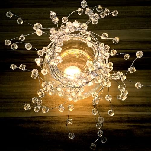 (10 pack) 47” clear diamond beaded crystal christmas, close-up detail