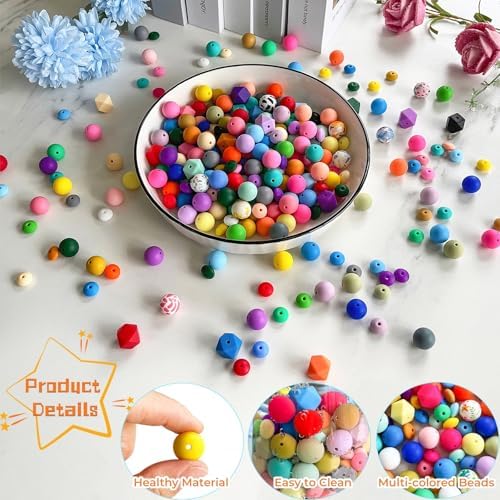 silicone beads bulk for keychain and bracelet making showing dimensions