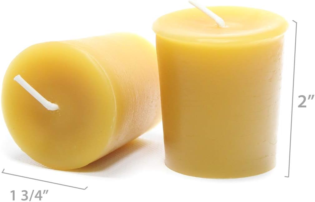 Bluecorn Beeswax Votive Candles, Raw Yellow, 4 Pack | 100% Pure Bees Wax Candles, 12+ Hours Long Lasting Burn, Unscented, Non-Toxic & Clean Burning, Made in USA