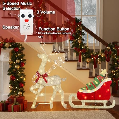 eambrite christmas decorations outdoor, 42 inch christmas reindeer shown in use