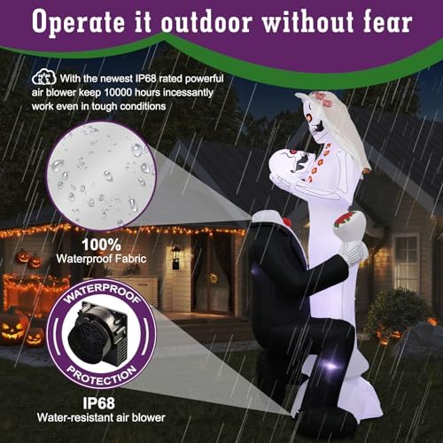 halloween inflatables giant 8ft tall skeleton couple day showing dimensions