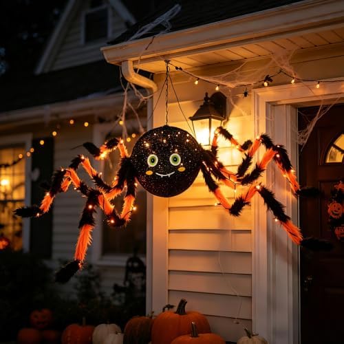 hairui halloween spider with lights 54in for home showing dimensions