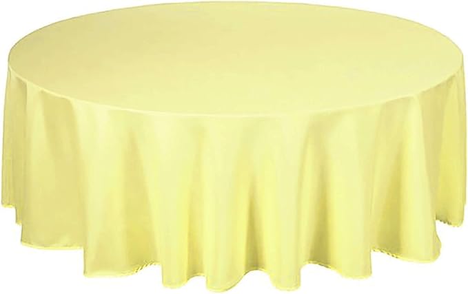 Efavormart Round Tablecloth, 108 Inch Stain & Wrinkle Resistant Washable Table Cloth, Decorative Polyester Fabric Table Cover for Banquet, Wedding, Dining- Yellow