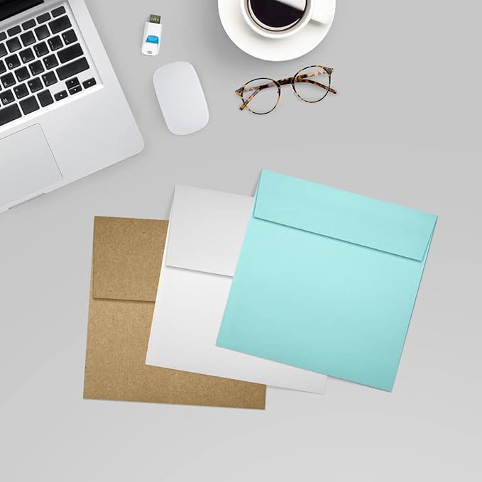 LUXPaper Square Invitation Envelopes | Peel & Press | 5 1/4" x 5 1/4" | Seafoam Blue | 80lb. Text | 50 Qty