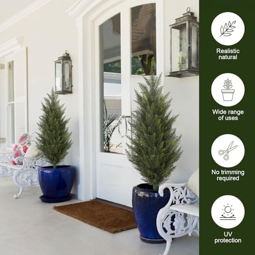 3.6ft fake topiary trees artificial outdoor 2 pcs on a desk or shelf