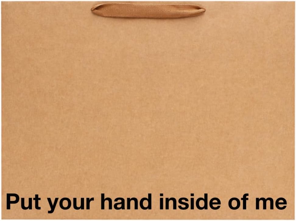MilkToast Brands Funny Gift Bag, 16" x 6" x 12" Size, Put Your Hand Inside of Me, Large Kraft Paper Bag with Sarcastic Phrases, Funny Gift Bag for Mother's Day, Birthdays, Graduation