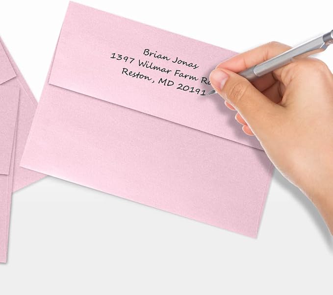 LUXPaper A7 Invitation Envelopes | Peel & Press | 5 1/4" x 7 1/4" | Rose Quartz Metallic | 80lb. Text | 50 Qty