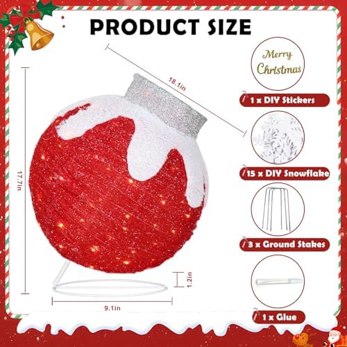 outdoor christmas ball ornaments, pop up lighted ball shown in use