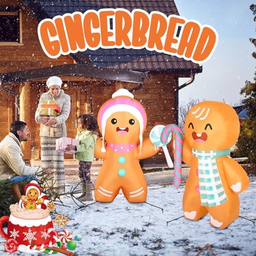 soulchen 2 pcs 5ft christmas gingerbread inflatable decoration, close-up detail