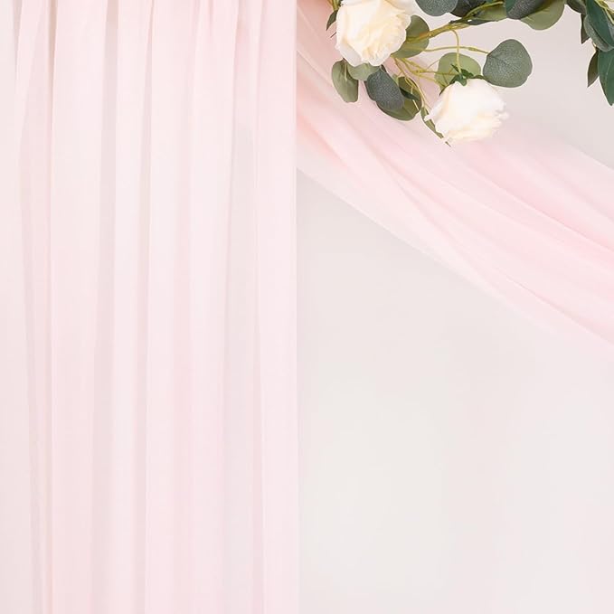 MLMC Blush Pink Wedding Arch Draping Fabric 4 Panels 29" x 20 FT Extra Long Gauze Drapes Sheer Backdrop Curtains 6.6 Yards Outdoor Drapery Panels for Wedding Ceremony Party Ceiling Decoration