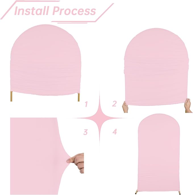 bricia Wedding Arch Backdrop Stand Cover, 6FT Double Sided Stretchy Arch Cover Fitted Wedding Birthday Party Banquet Decoration (Pink 72''Lx31.2''W)