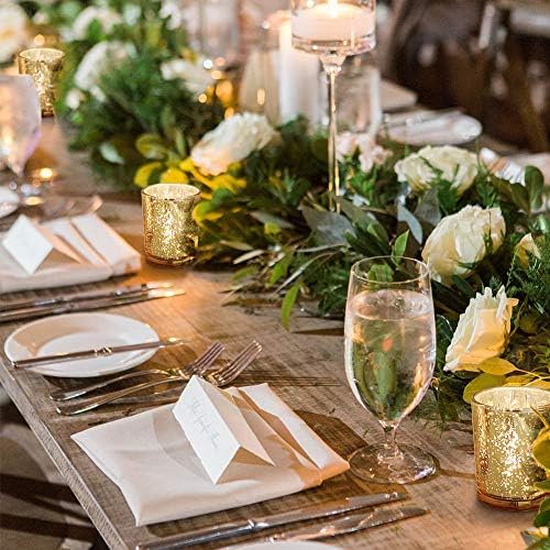 DARJEN 24 Pcs Gold Tea Lights Candles Holders for Wedding Centerpieces | Votive Candle Holders for Party Home Wedding Shower Decorations, Table - Mercury Glass Votives