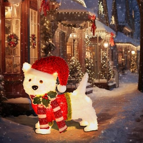bshine lighted christmas dog decor, pre lit led, package contents