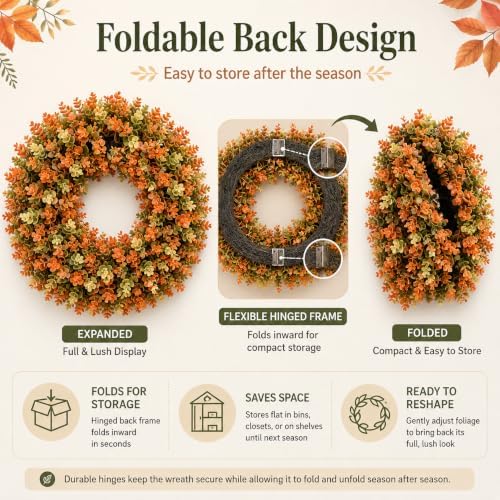 24 inch artificial fall boxwood wreaths for front shown in use