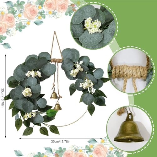 15'' eucalyptus wreath for front door artificial greenery shown in use