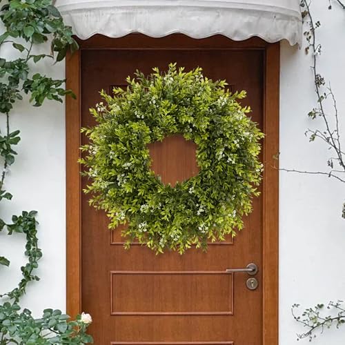 28'' large boxwood wreath for front door porch showing dimensions