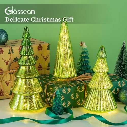 glasseam mercury glass christmas tree: set of 3, view 9