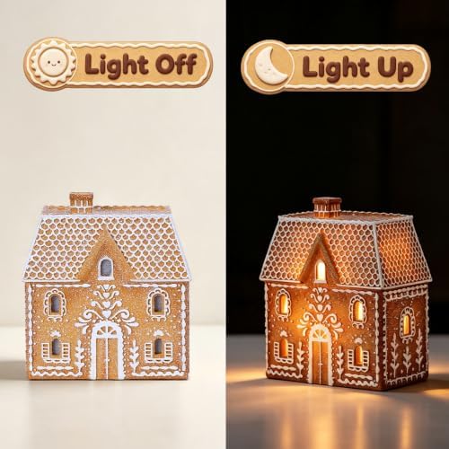 cynkeyee gingerbread house christmas decoration - 6.5 inch, close-up detail