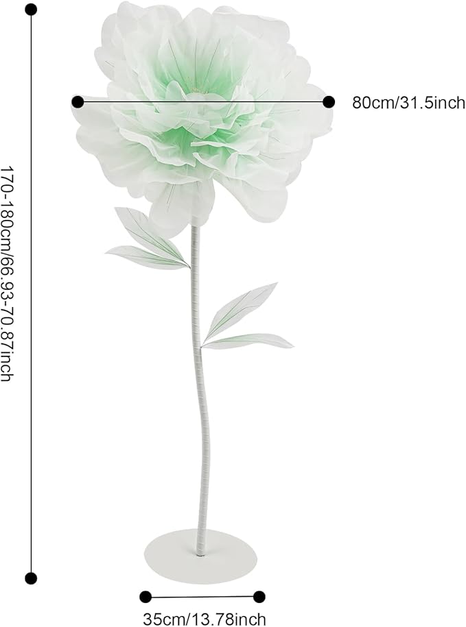 Wedding Giant Electric Artificial Flower, Auto Blooming Artificial Flowers with Lights, Large Peony Electric Flower Decor with Auto Open/Close for Home Wedding Party Decoration, Green