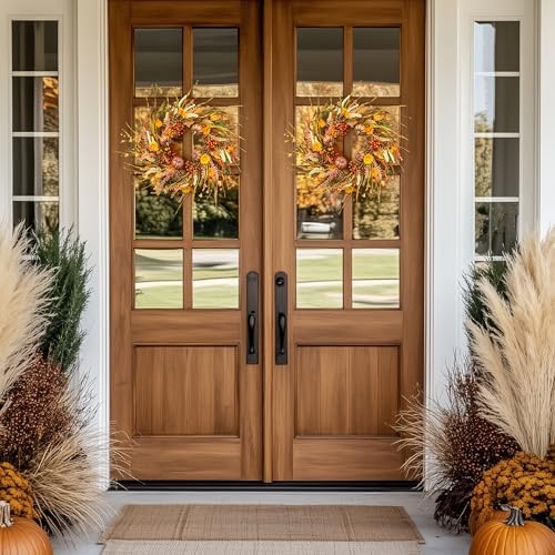 26 inch pumpkin fall wreath for front door, view 9