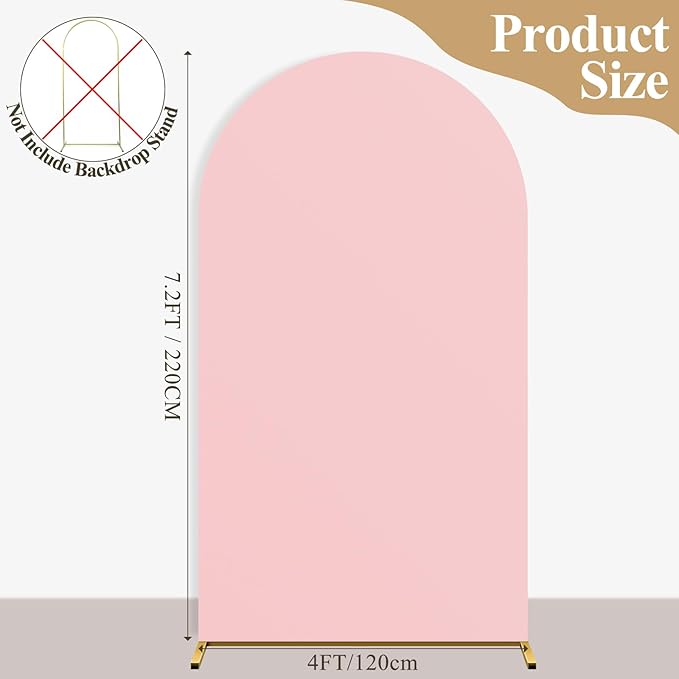 Ledido Wedding Arch Backdrop Cover 7.2FT Arch Covers Fitted Stretchy Spandex Round Top Stand Backdrop Cover for Wedding Banquet Ceremony Birthday Party Baby Shower Event Decoration,Pink