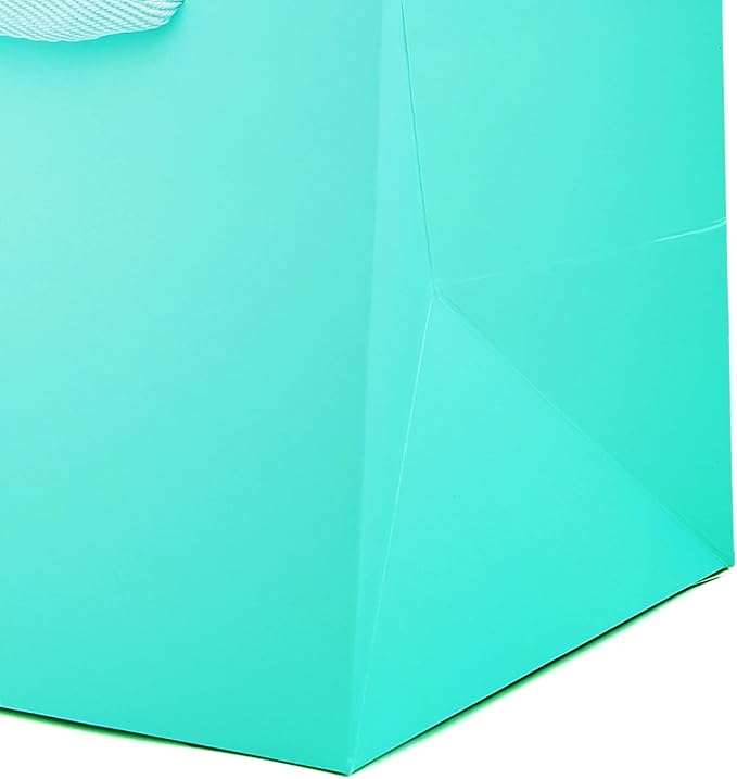 Teal Blue Paper Gift Bag Small Square Bottom Kraft Paper Bags with Handles for Wedding Baby Shower Birthday Party (Teal Blue, 8 x 8 x 8 in, 10 CT)