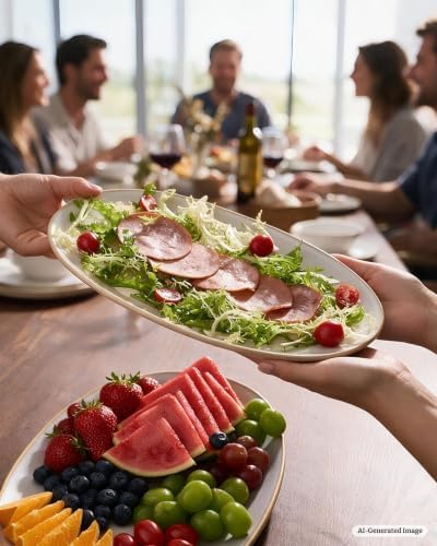 famiware serving platters set of 3 sizes, close-up detail