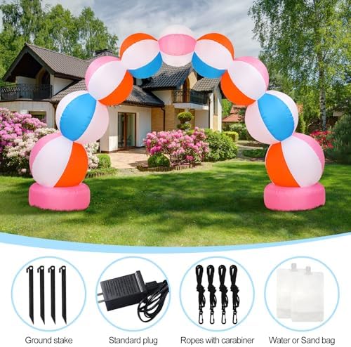 rattanview inflatable beach ball arch 8 ft summer, close-up detail