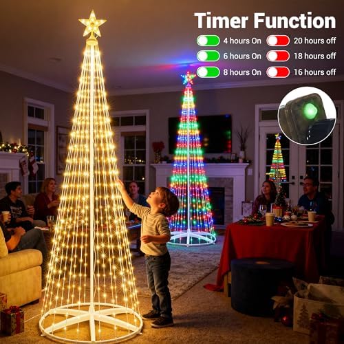 ibaycon outdoor christmas tree, 6.9ft 298 led color, close-up detail