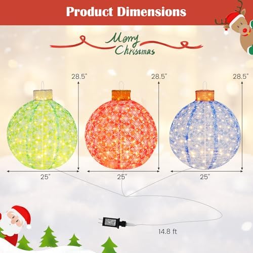 tangkula 3 pieces christmas lighted pop up holiday, side view
